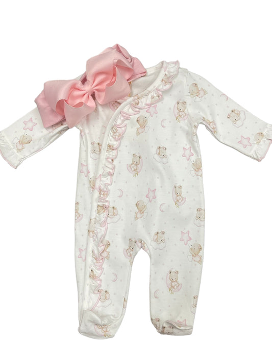 Sleep Tight Pink Bear Footie